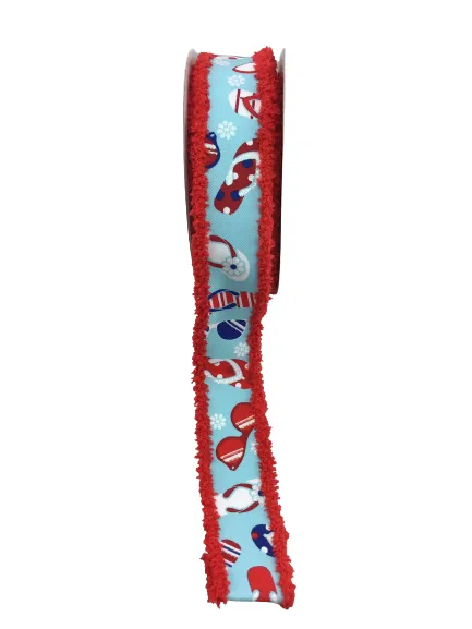 1.5 Inch Red White Blue Flip Flops And Sunglasses Ribbon