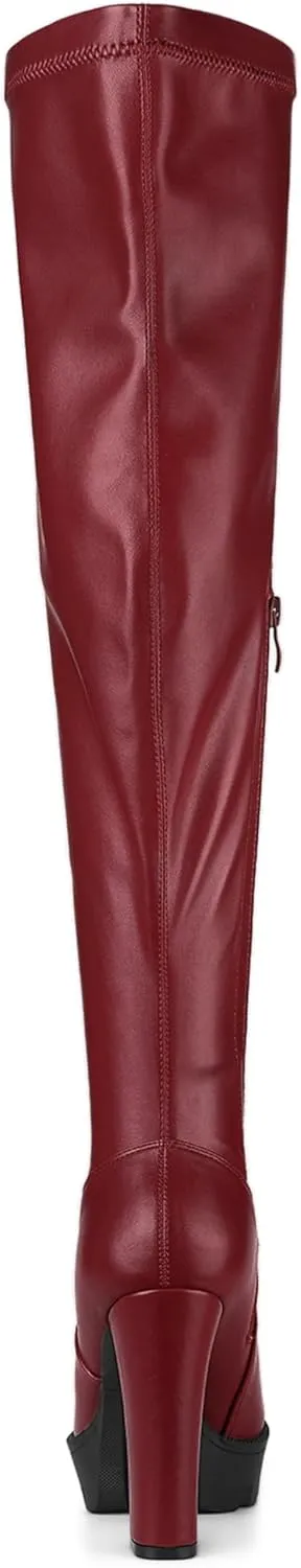 Allegra K Women's Platform Boots Chunky Heel Over Knee High Boots