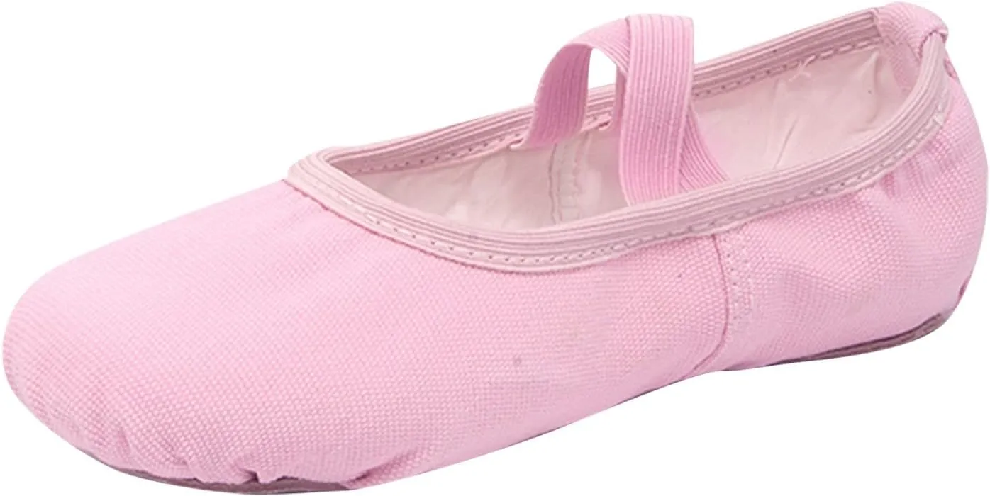 Ballet Shoes for Girls Canvas Dance Slippers Split Soft Flat Sole Yoga Gymnastics Shoes(Toddler/Little/Big Kid) (C, 3.5 Big Kids)