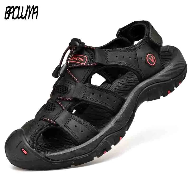 BAOLUMA Men Soft Sandals Comfortable Shoes Leather Big Size Roman