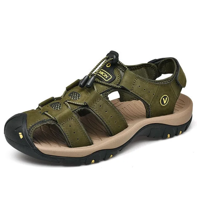 BAOLUMA Men Soft Sandals Comfortable Shoes Leather Big Size Roman