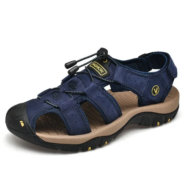 BAOLUMA Men Soft Sandals Comfortable Shoes Leather Big Size Roman