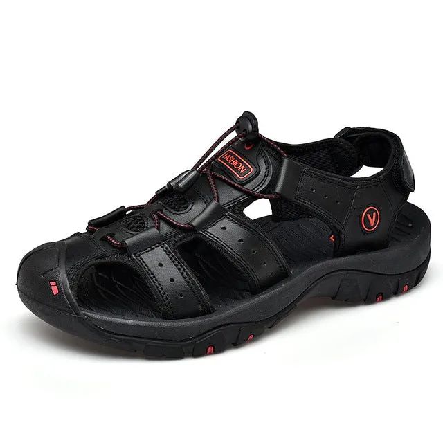 BAOLUMA Men Soft Sandals Comfortable Shoes Leather Big Size Roman
