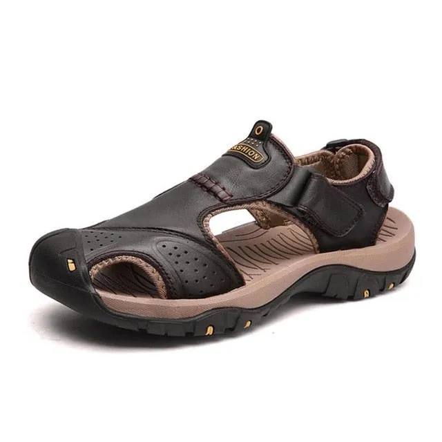 BAOLUMA Men Soft Sandals Comfortable Shoes Leather Big Size Roman