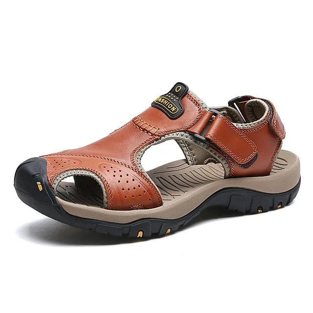 BAOLUMA Men Soft Sandals Comfortable Shoes Leather Big Size Roman