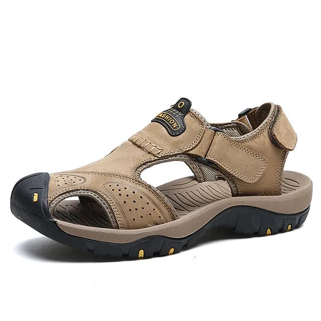 BAOLUMA Men Soft Sandals Comfortable Shoes Leather Big Size Roman