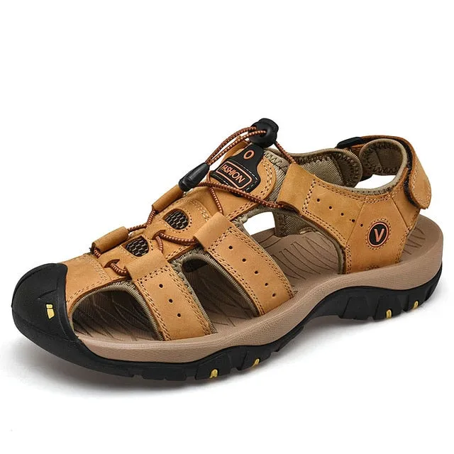 BAOLUMA Men Soft Sandals Comfortable Shoes Leather Big Size Roman