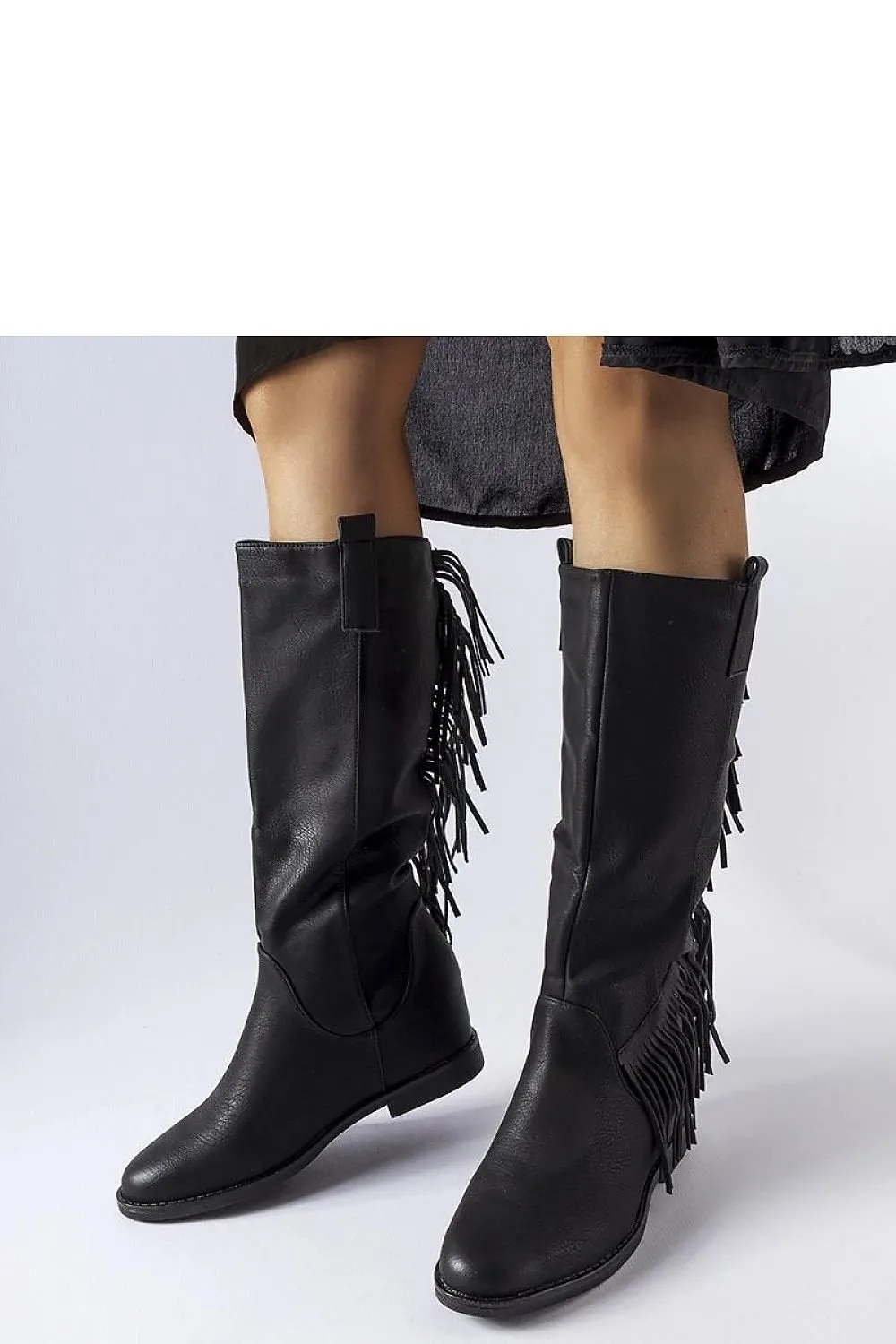 Black Buskin covered-heeled boots