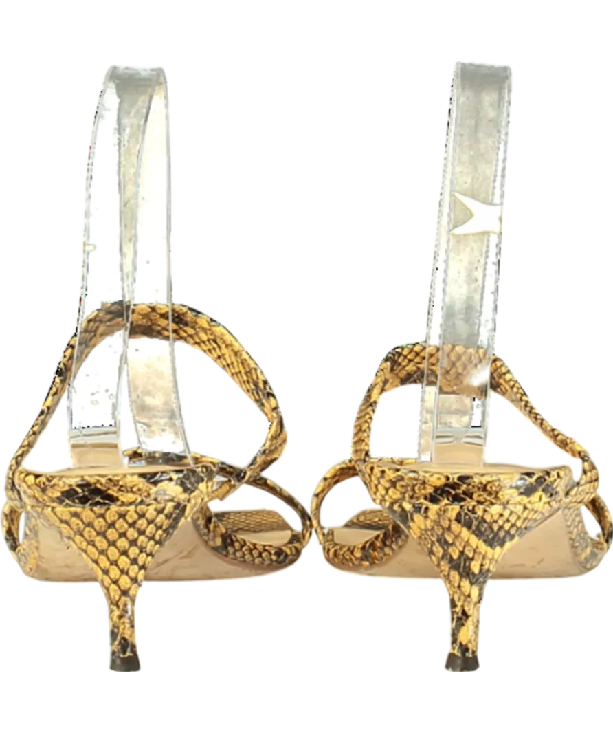 BY FAR Brown Snakeskin Effect Kitten Heel Mules UK 8 EU 41 