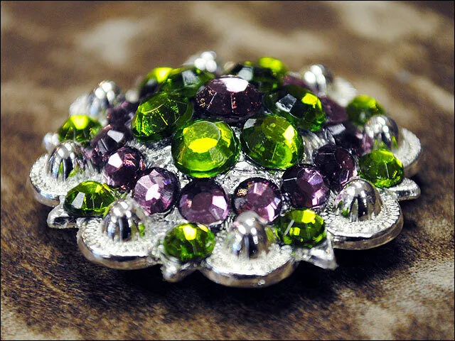 Green Purple Crystal 1-1/4In Berry Headstall Saddle Hilason