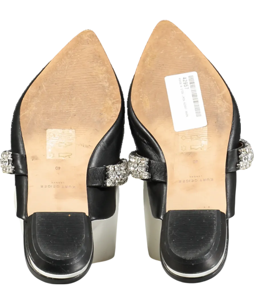 Kurt Geiger Black Princely Leather Flat Mules UK 7 EU 40 