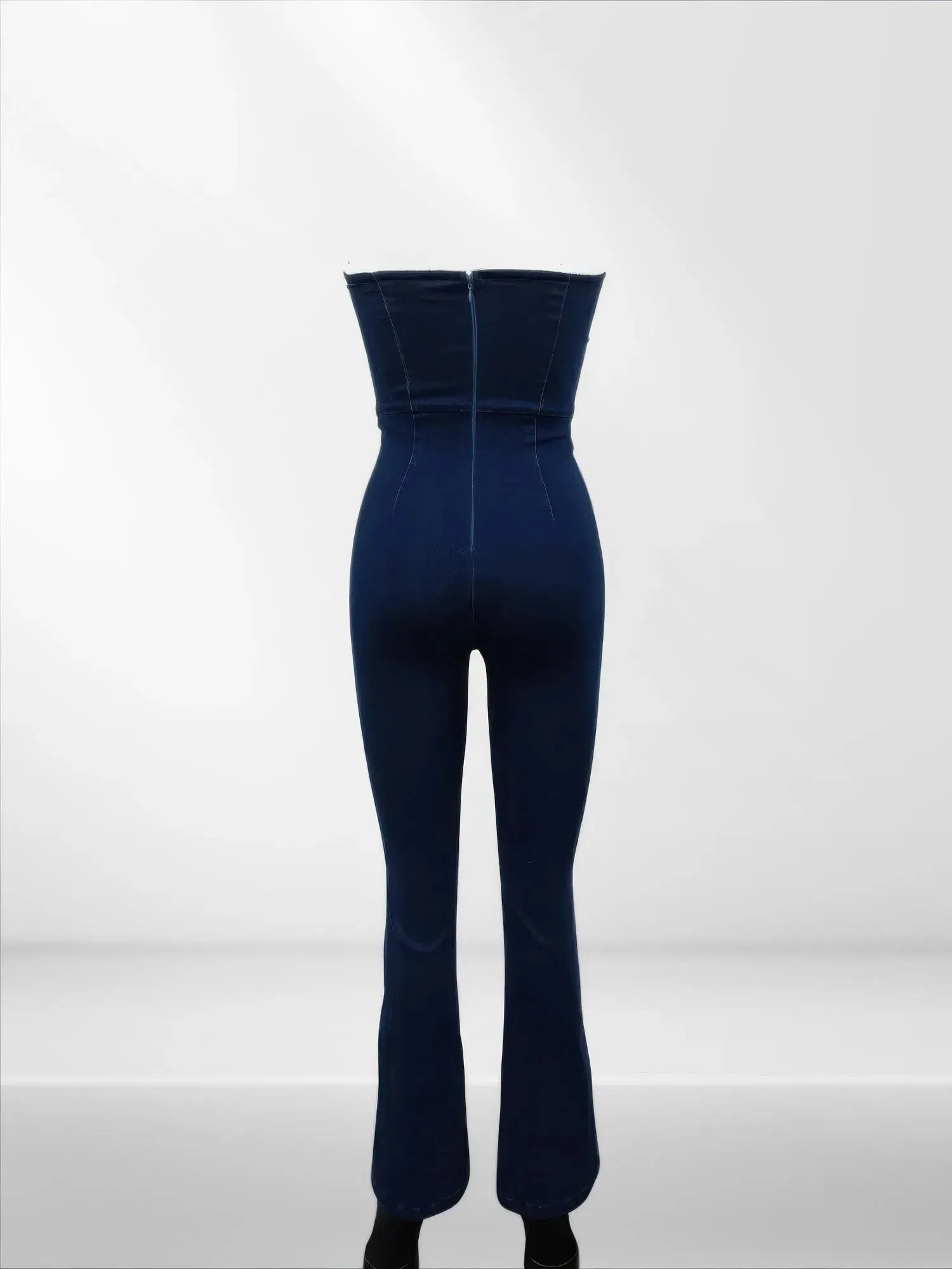 Lace Up Detail Denim Jumpsuit