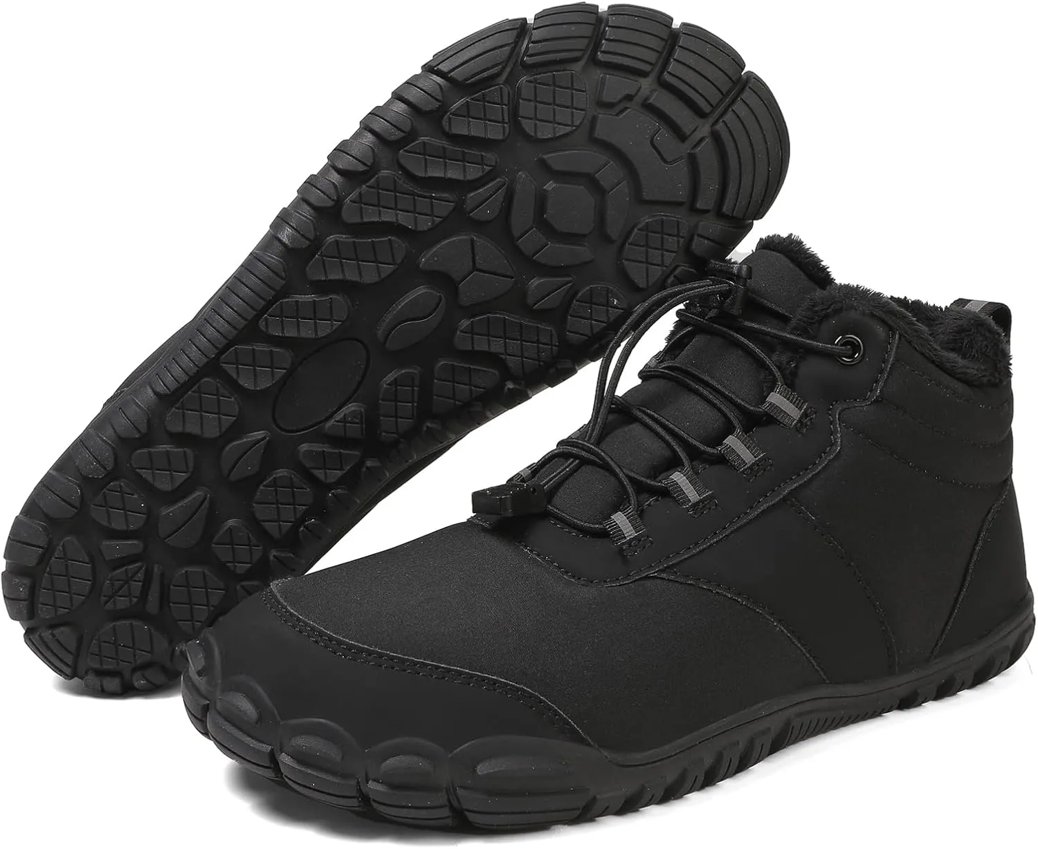 Men's & Women's Winter Barefoot Hiking Boots, Zero Drop, Waterproof, Wide Toe Box, Slip-On, Lightweight Fur Lining, Ankle Booties, Ideal for Hiking, Walking, Trail Running, Snow Adventures, Unisex