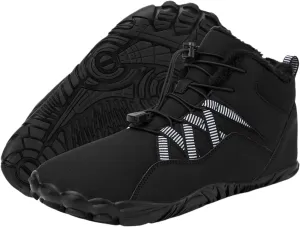 Men's & Women's Winter Barefoot Hiking Boots, Zero Drop, Waterproof, Wide Toe Box, Slip-On, Lightweight Fur Lining, Ankle Booties, Ideal for Hiking, Walking, Trail Running, Snow Adventures, Unisex