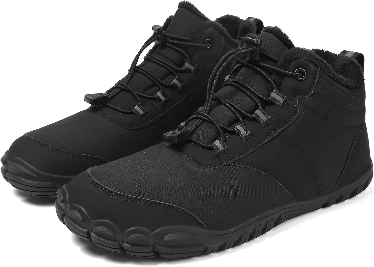 Men's & Women's Winter Barefoot Hiking Boots, Zero Drop, Waterproof, Wide Toe Box, Slip-On, Lightweight Fur Lining, Ankle Booties, Ideal for Hiking, Walking, Trail Running, Snow Adventures, Unisex
