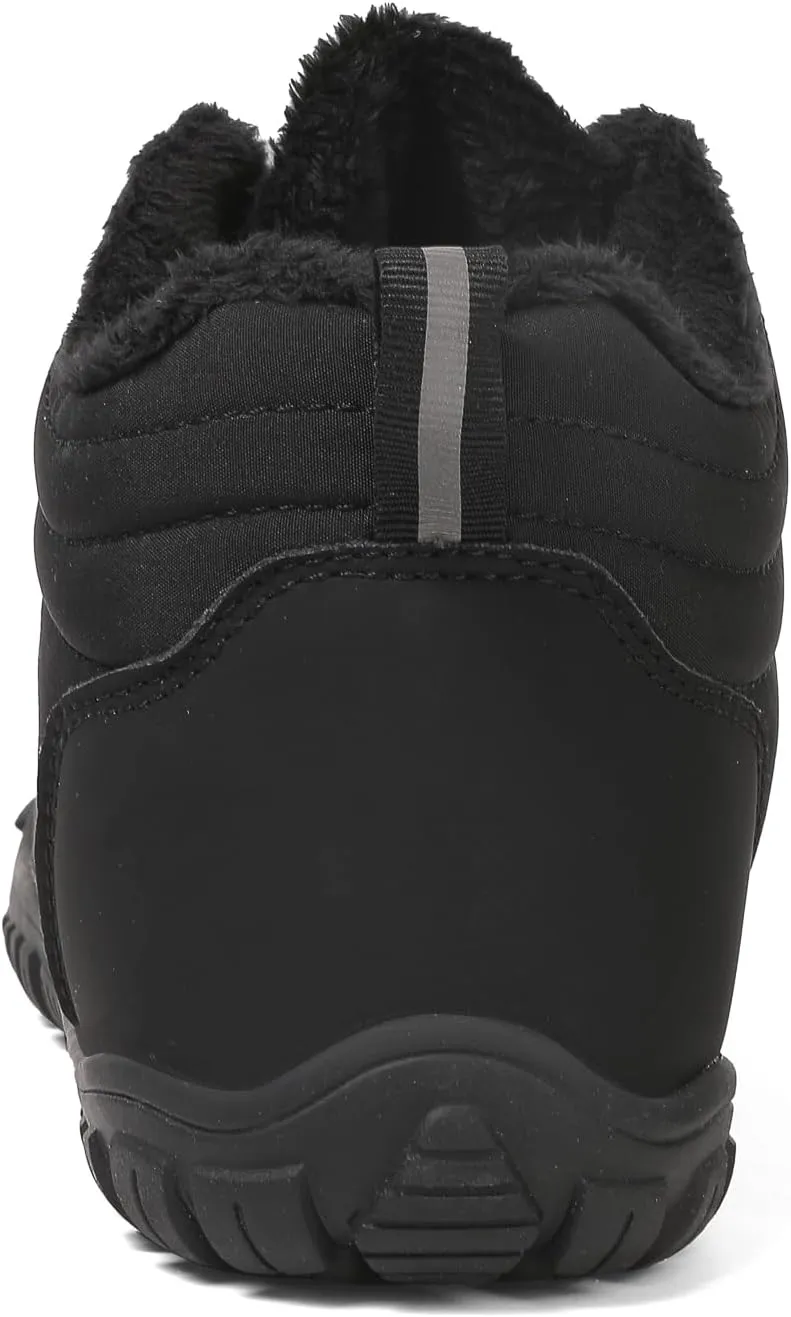 Men's & Women's Winter Barefoot Hiking Boots, Zero Drop, Waterproof, Wide Toe Box, Slip-On, Lightweight Fur Lining, Ankle Booties, Ideal for Hiking, Walking, Trail Running, Snow Adventures, Unisex