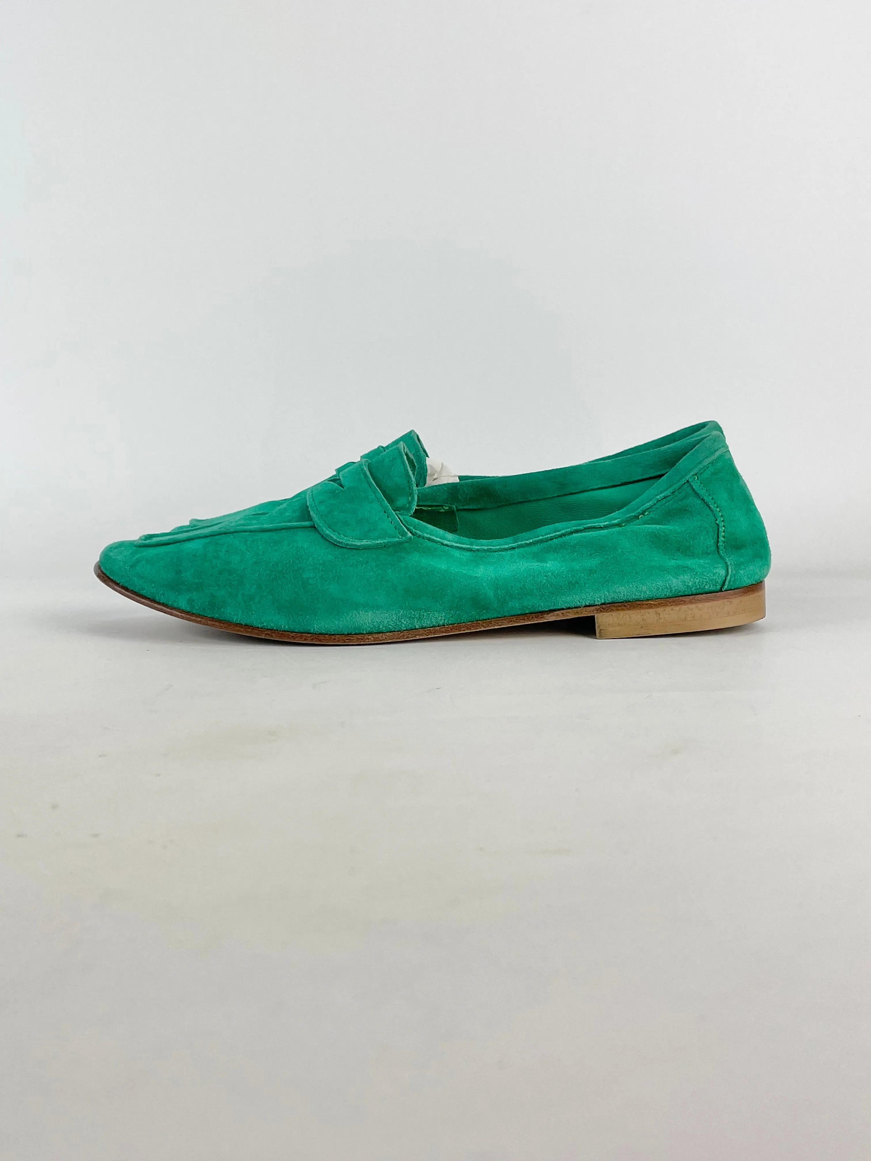 Milano Jade Green Suede Loafers - EU37