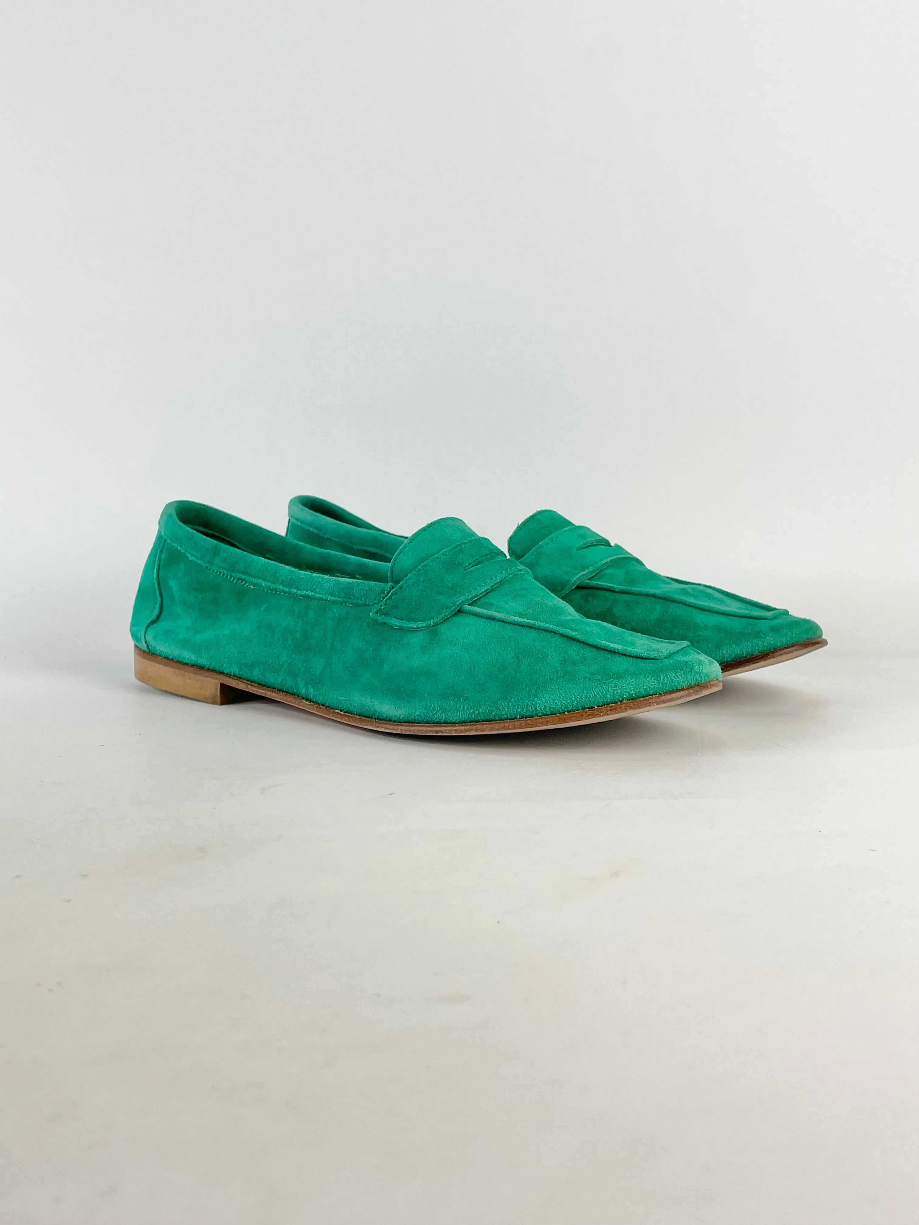 Milano Jade Green Suede Loafers - EU37