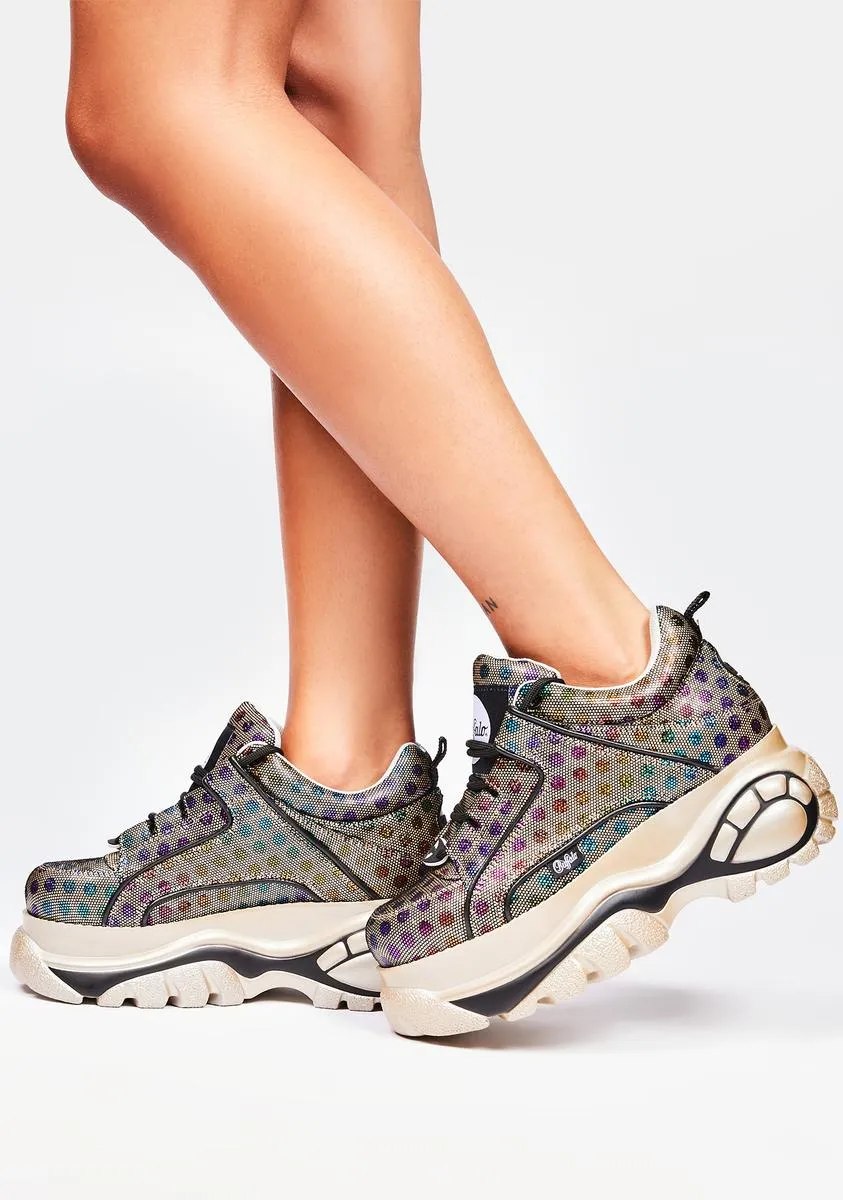 Multi Dot Metallic Classic Low Leather Platform Sneakers