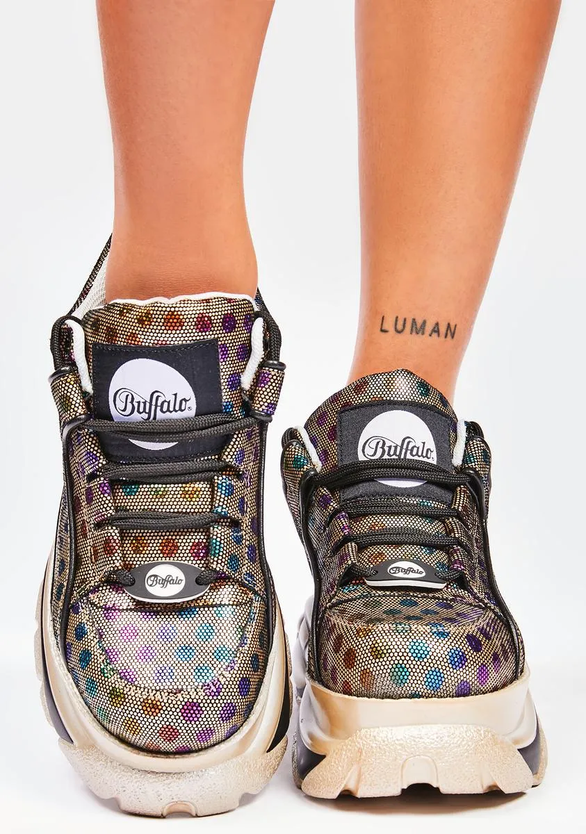 Multi Dot Metallic Classic Low Leather Platform Sneakers