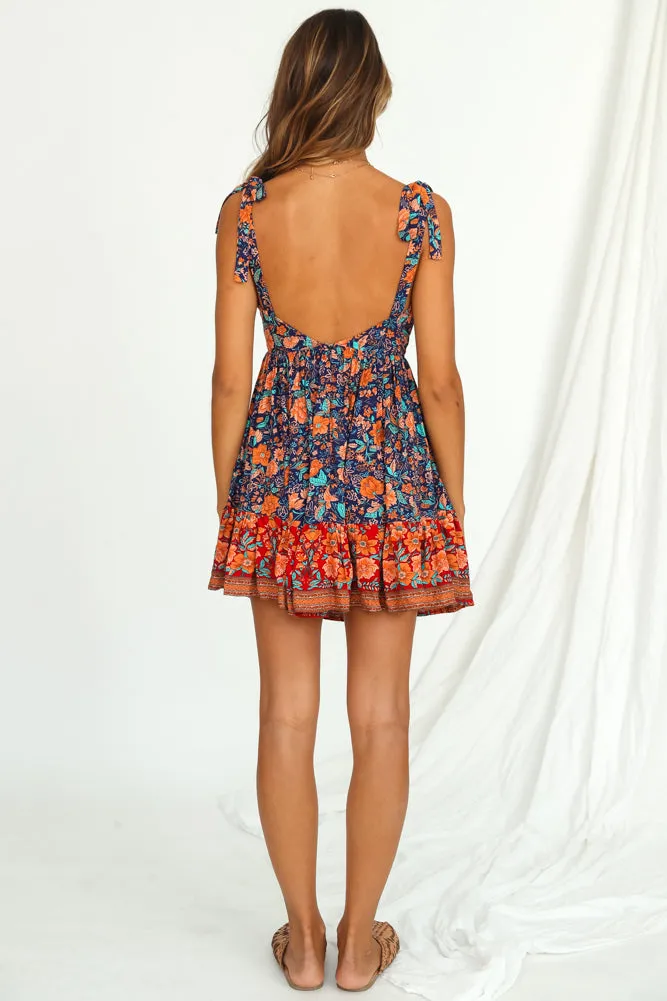 Tuscany Sunset Dress Navy