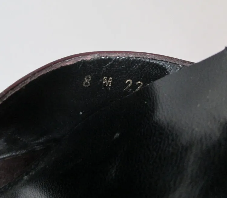 Vintage 70's Red Burgundy Patent Leather Springolator Heels Shoes 8