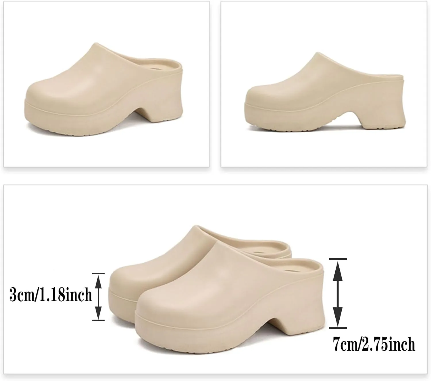 Womens Mules Closed Casual Outdoor Non Slip Sandals Slip On Clogs Block High Heel Backless Slippers with Arch Support