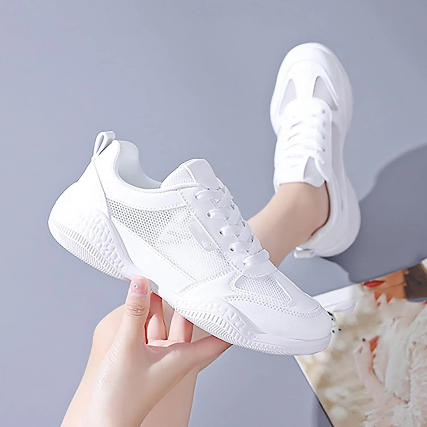 Womens Running Shoes Lightweight Breathable No Slip Mens Casual Shoes Mesh Breathable White Casual Shoes Fashion Sneakers Waterproof Tennis Shoe Cross Trainer Shoe