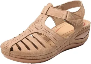 Women's Wedge Sandals Summer Closed Toe Sandals for Women Platform Dressy Wedge Sandal Fisherman Comfortable Hollow Out Sandal Orthopedic Arch Support Non-Slip Adjustable Strap Retro Shoes